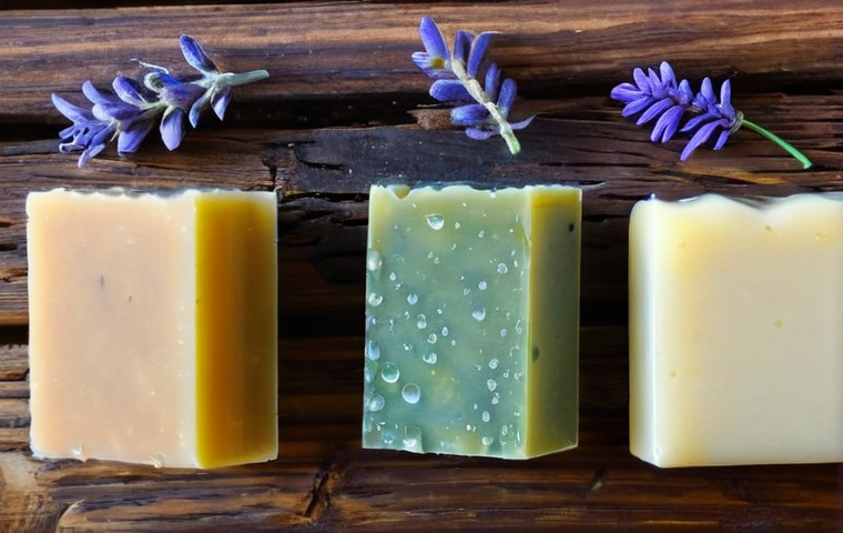 천연비누 재료 상식 - **Prompt 1: Focus on the rich, natural ingredients and the luxurious feel of the soap.** I will emph...