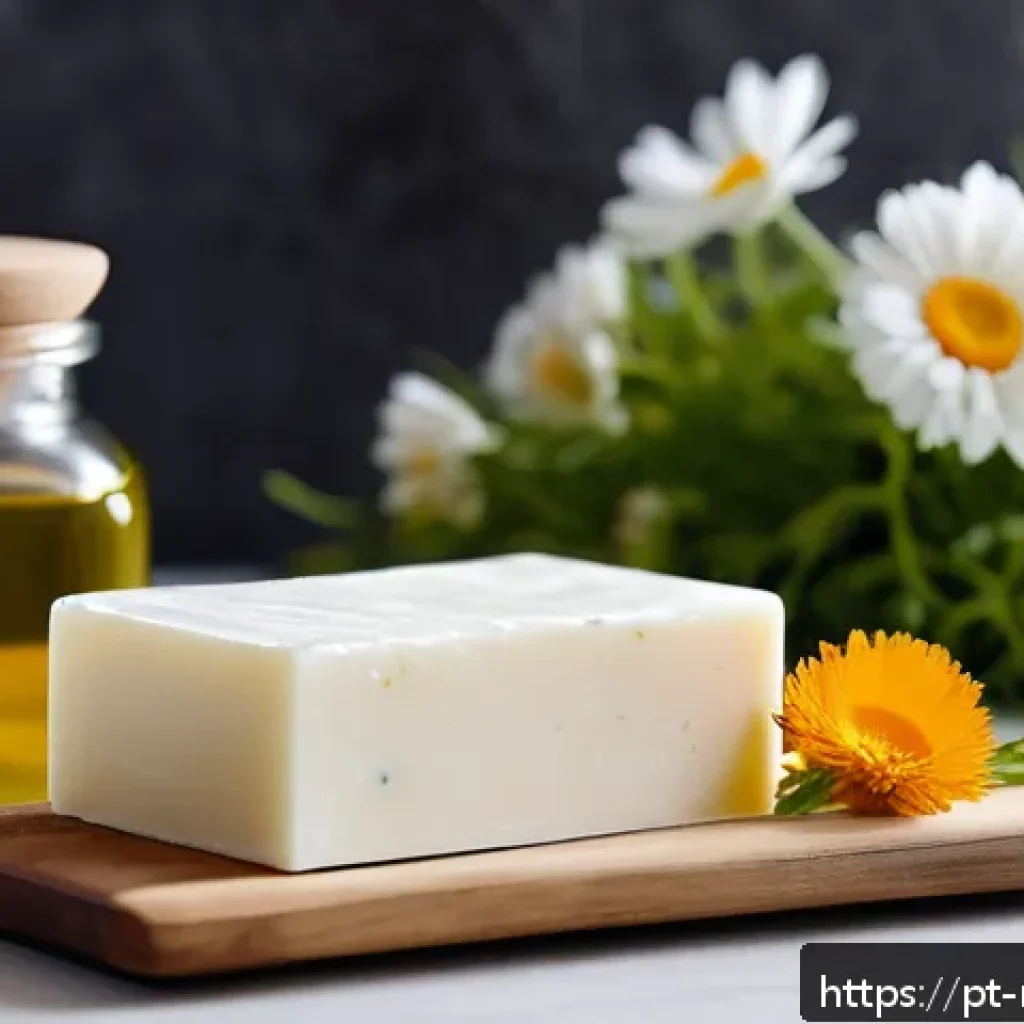 천연비누 효능을 과학적으로 분석 - A serene bathroom scene featuring a natural soap bar on a wooden soap dish beside a small glass bowl...